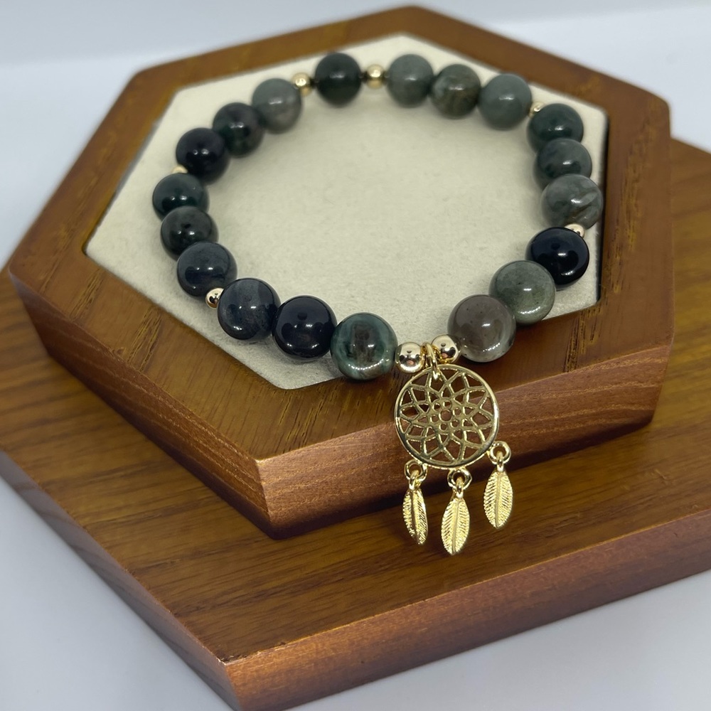 Rainforest Agate & Dream Catcher Bracelet